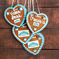 Lebkuchenherzen ♥ allerlei Sprüche, Farben & Größen oder mit Branding