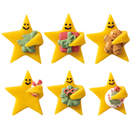 Marzipan-Sterne mit Zuckerdekoration, sortiert