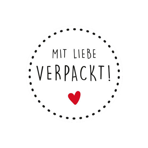 Motiv-Etikett "mit Liebe verpackt", Ø 5 cm