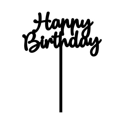 Cake-Topper "Happy Birthday" Größe 1, Schwarz