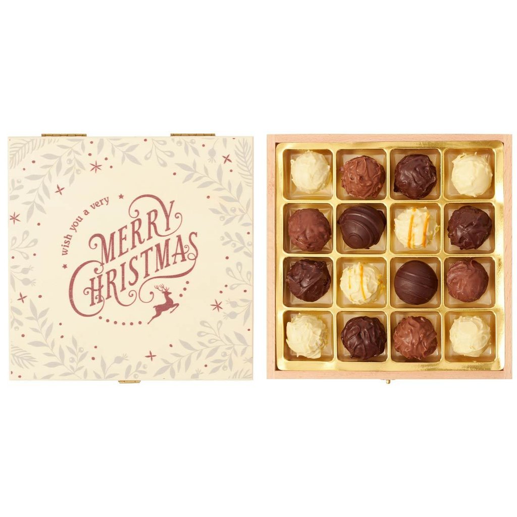 Holzkiste "Merry Christmas", 210 g Pralinen