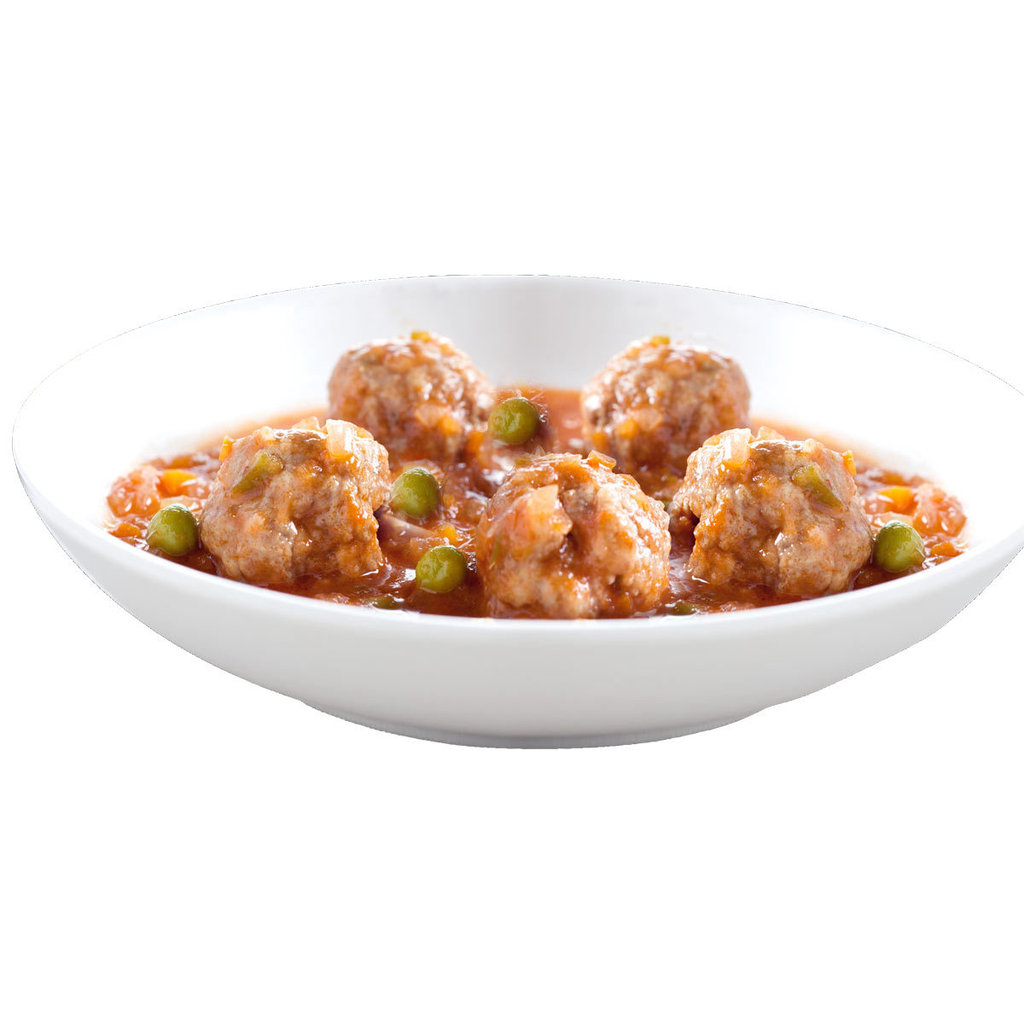 Fertiggericht "Frikadellen mit Erbsen", glutenfrei