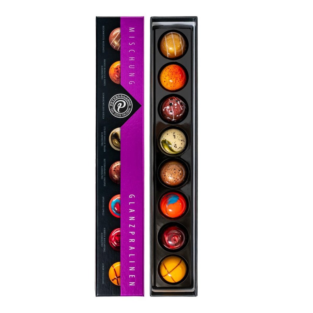 Glanzpralinenmischung mit & ohne Alkohol, 8 x 90g