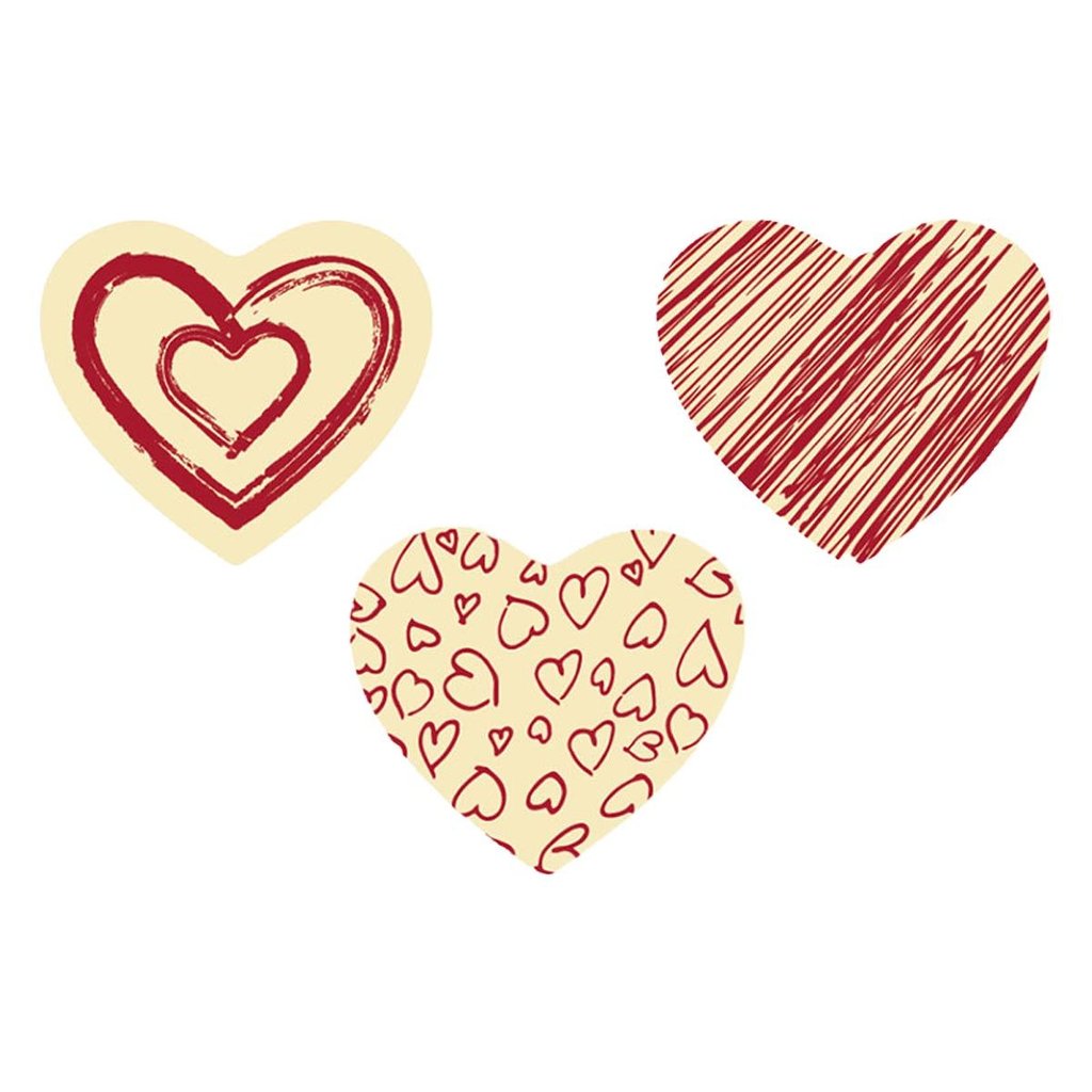 Schoko-Dekor "Sketch Hearts", weiße Schokolade