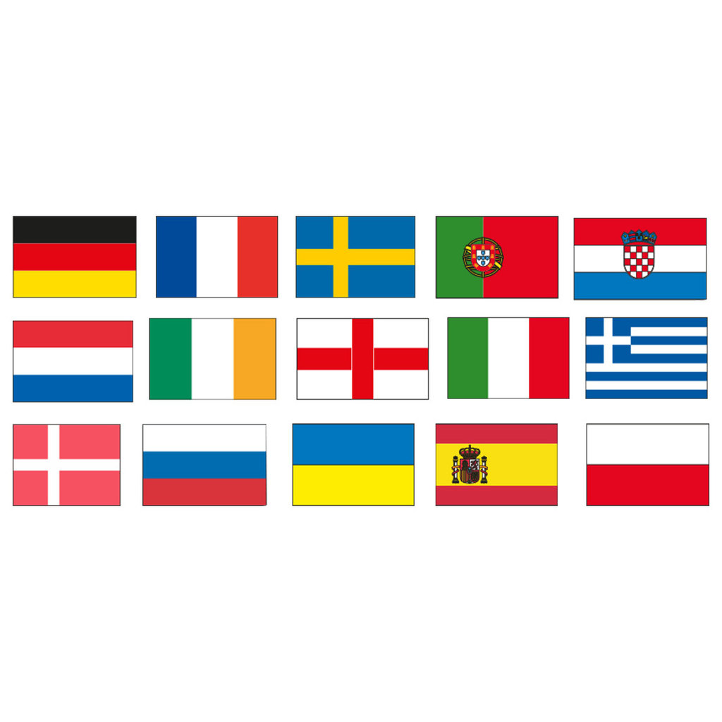 Esspapieraufleger "Europaflaggen", 4 x 5 cm