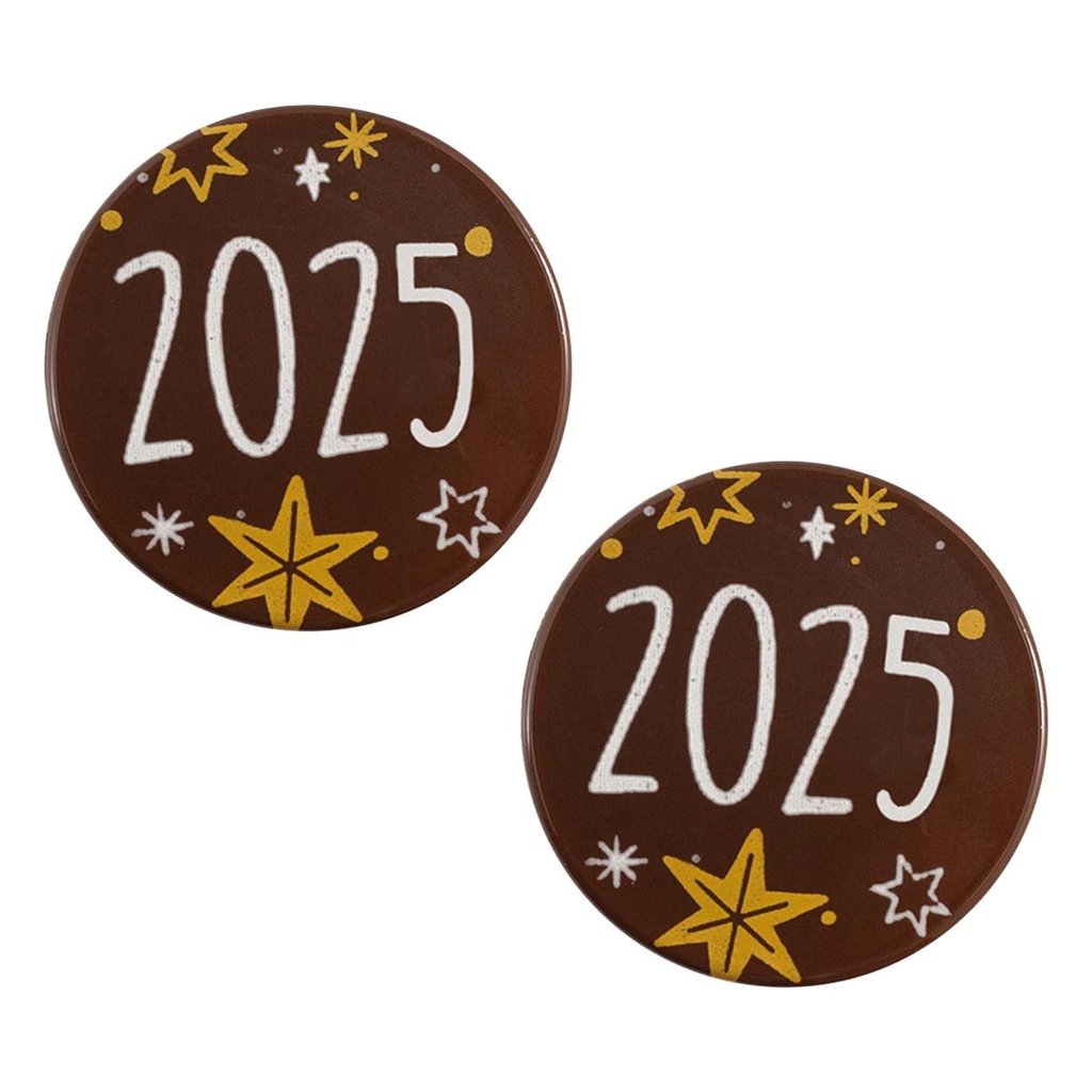 Aufleger "2025", dunkle Schokolade
