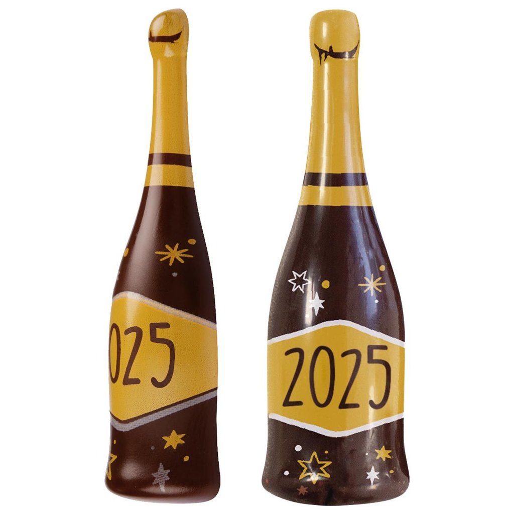 Champagner-Flasche "2024", dunkle Schokolade