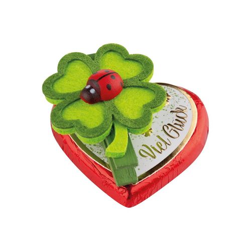 Pralinenherz "Viel Glück" mit Filzdekoration