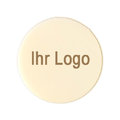 Schokoaufleger, Ø 3 cm, weiß, Logo braun, 1008 St.