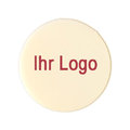 Schokoaufleger, Ø 3 cm, weiß, Logo rot, 1008 St.