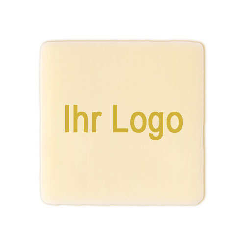 Schokoaufleger, 3x3 cm, weiß, Logo gold, 1008 St.