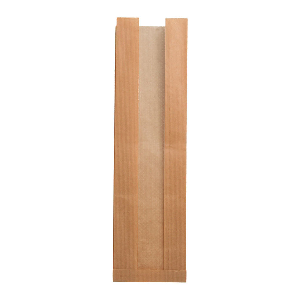 Sichtstreifenbeutel, braun, 12 x 6 x 45 cm