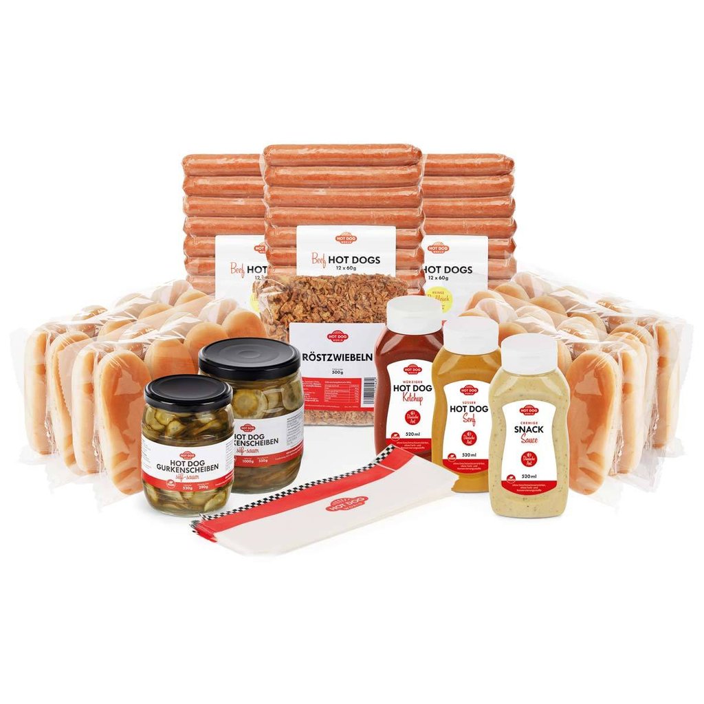 Mischkarton Hot Dog-Paket "dänische Art", 36 Stück