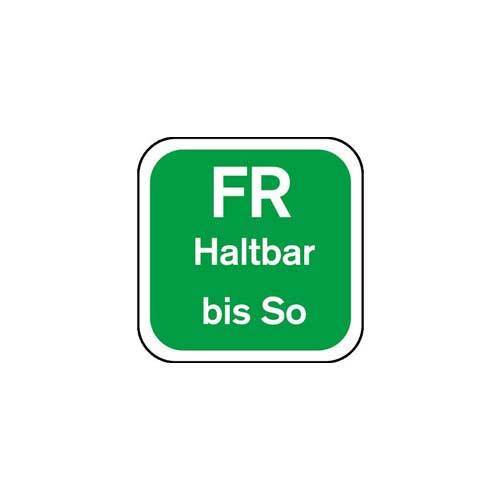 Tagesetiketten "FR Haltbar bis So"