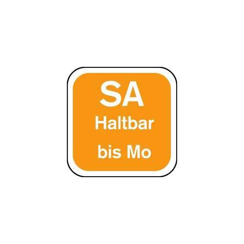 Tagesetiketten "SA Haltbar bis Mo"