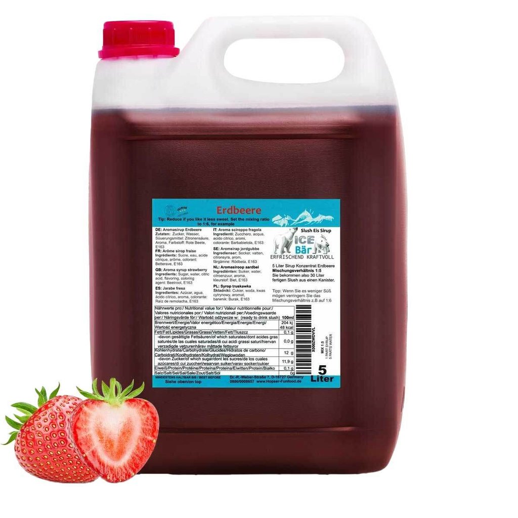 ICE BÄR Slush Eis Sirup "Erdbeere", 5 l