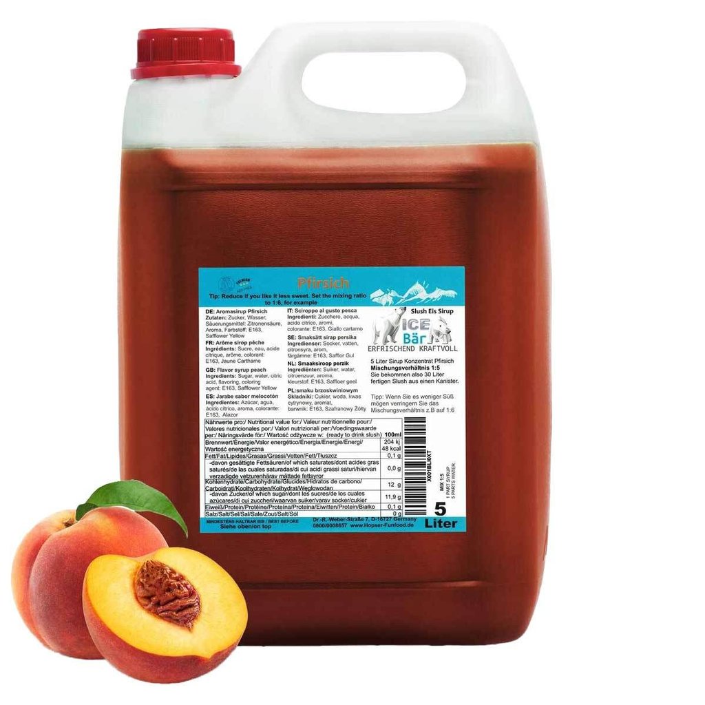 ICE BÄR Slush Eis Sirup "Pfirsich", 5 l