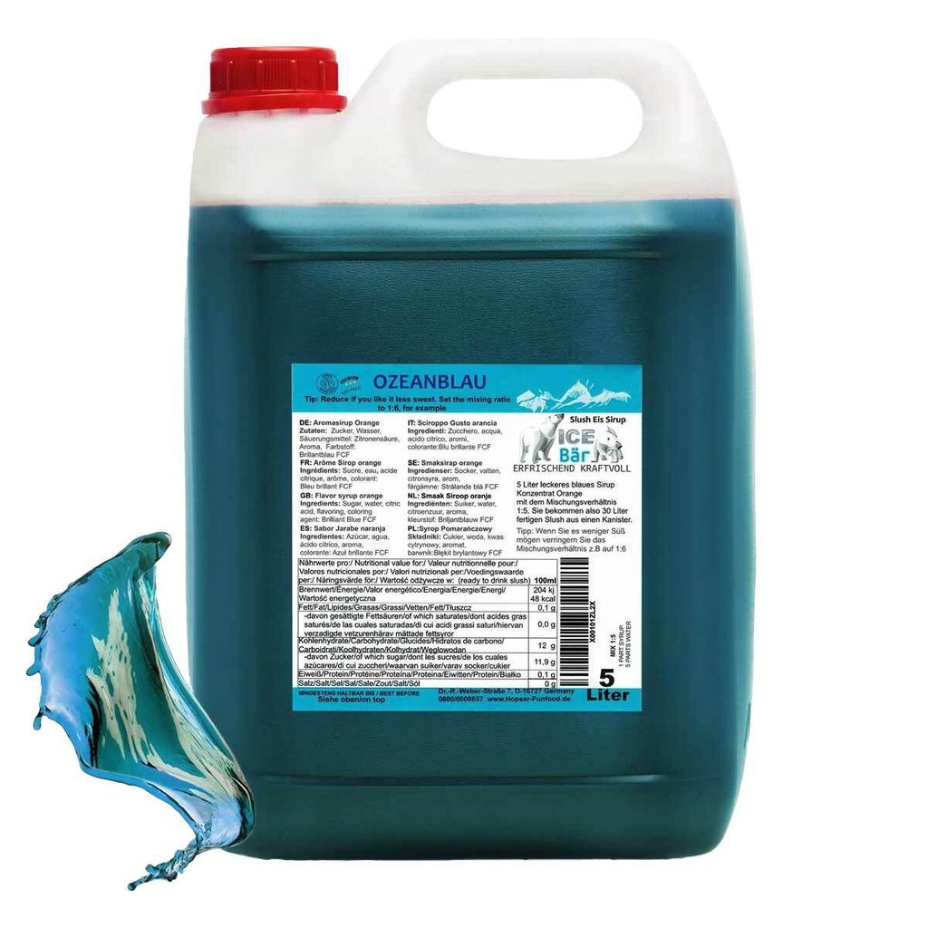 ICE BÄR Slush Eis Sirup "Orange Oceanblau", 5 l