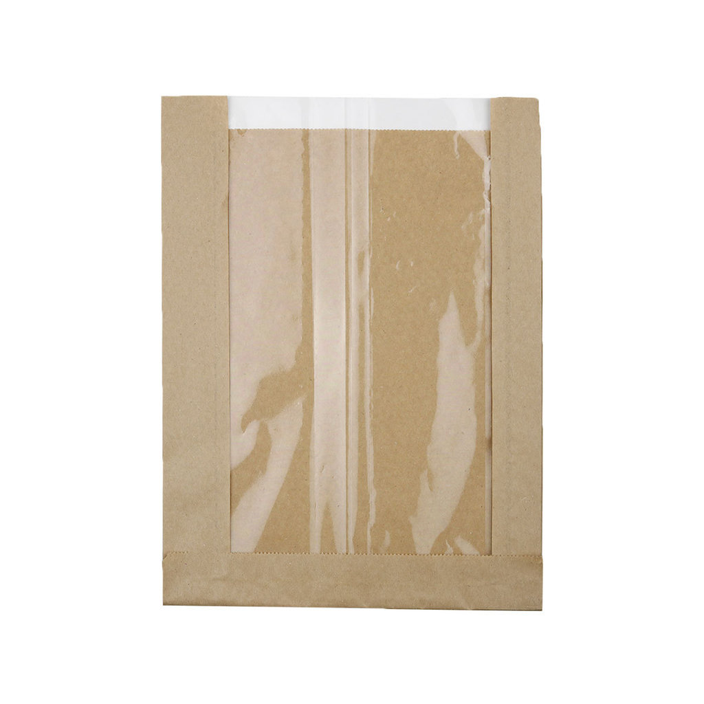 Papier-Sichtstreifenbeutel, braun, 20 x 27 cm